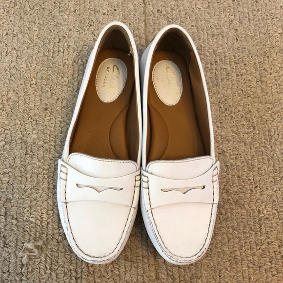 clarks white loafers